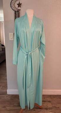 Jones New York Women's Satin Dressing Gown Robe Turquoise Size M